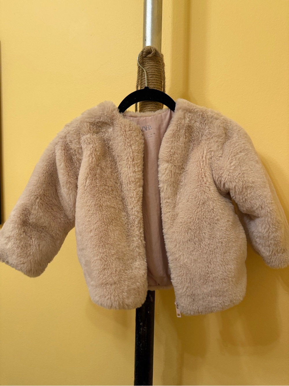 Zara Beige Faux Fur Puffer Jacket for Kids